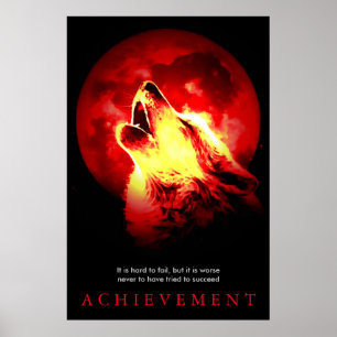 Poster Citation Motivationnelle Unique Rouge Noir Loup