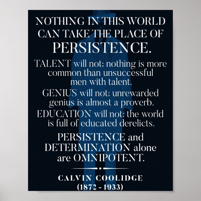 Poster Citation "Persistance" de Calvin Coolidge (Devant)