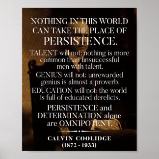 Poster Citation "Persistance" de Calvin Coolidge 1