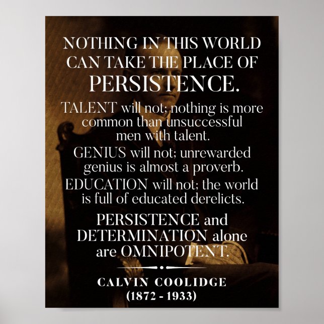 Poster Citation "Persistance" de Calvin Coolidge 1 (Devant)