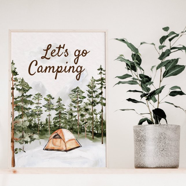 Poster Citation personnalisée Aquarelle Camping dans la n (In situ)