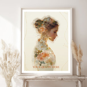 Poster Citation Personnalisée Silhouette Femme Florale Ro