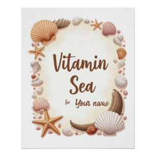 Poster Citation personnalisée « Vitamin Sea » avec nom