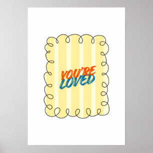 Poster Citation Rétro 'Tu es aimé' avec Rayure Jaune pour