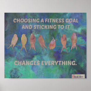Poster Citation sur la condition physique : Oiseaux et bl