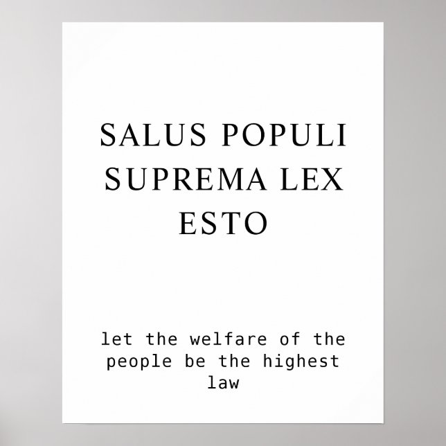 Poster Citation Sur Le Bien-Être Du Peuple En Droit Latin (Devant)