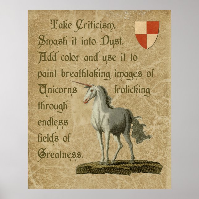 Poster Citation Unicorne Inspirationnelle Parchemin antiq (Devant)