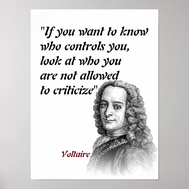 Poster Citation Voltaire Sur Qui Vous Contrôle (Devant)