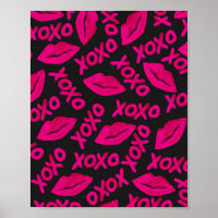 Citation XOXO noir Neon rose lèvres Motif