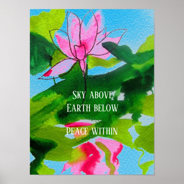 Poster Citation zen lotus aquarelle art paix dans (Devant)