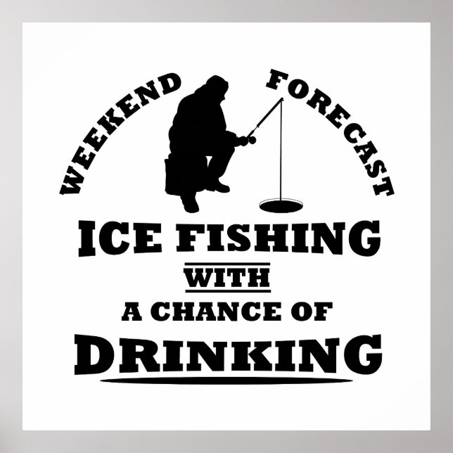 Poster citations amusantes sur la pêche à la glace et les (Devant)