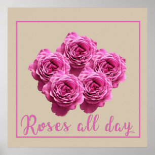 Poster Citations amusantes sur les roses et l'amour