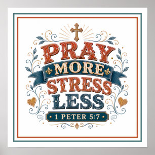 Poster Citations chrétiennes bibliques Priez plus, stress