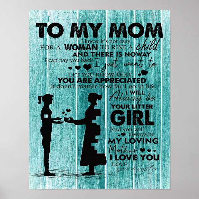 Poster Citations d'amour à la mère | Lettre à ma mère | (Devant)
