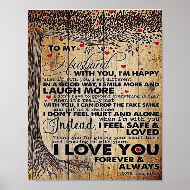 Poster Citations D'Amour À Mon Mari, Cadeau Branché (Devant)