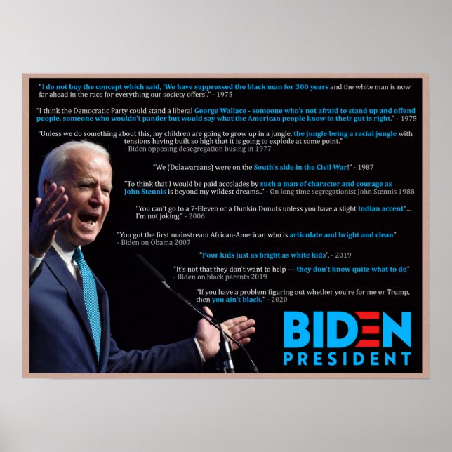 Poster Citations de Biden 2020 sur l'affiche des courses (Devant)