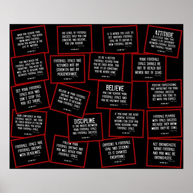 Poster Citations de football Collage en rouge, noir et bl (Devant)
