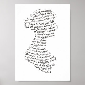 Poster Citations de Jane Austen Calligramme