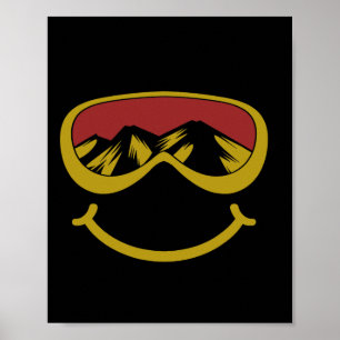 Poster Citations De Ski Et De Snowboard Souriant Des Lune
