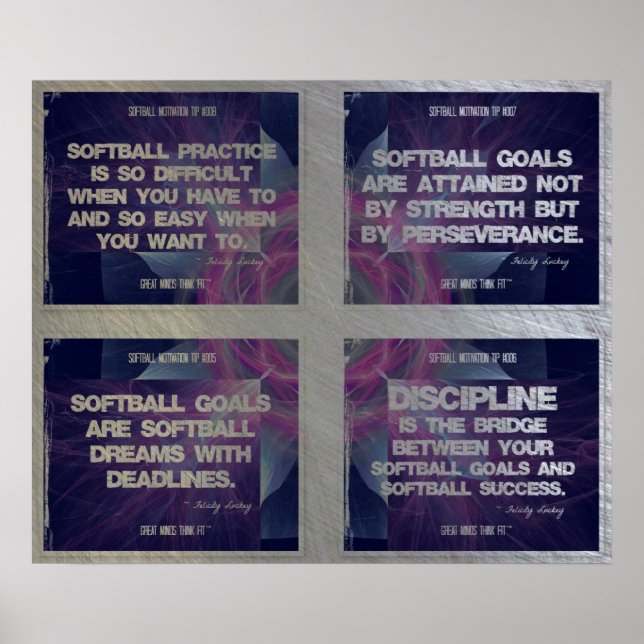 Poster Citations de softball Collage géométrique 5-8 (Devant)