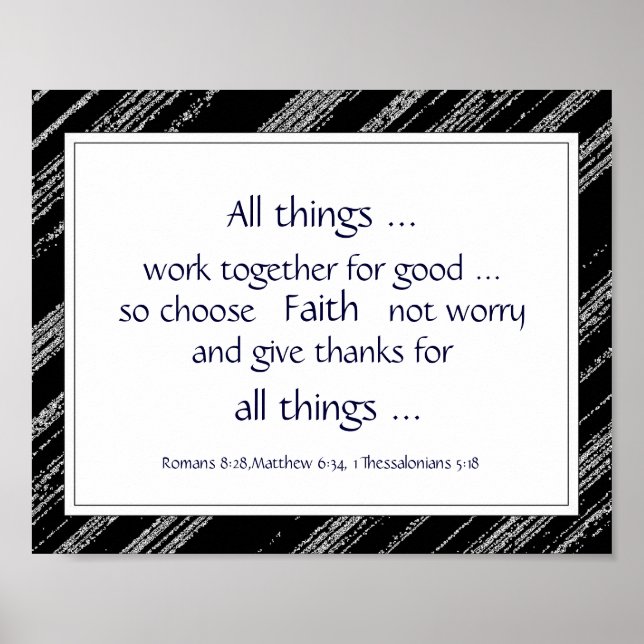 Poster Citations d'encouragement de la Bible Gris Noir (Devant)