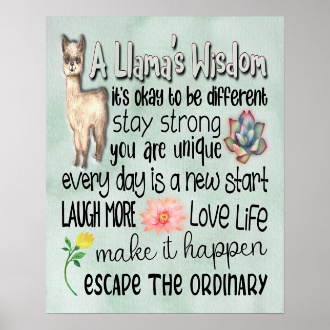 Poster Citations Motivationnelles de la Sagesse de Llama  (Devant)