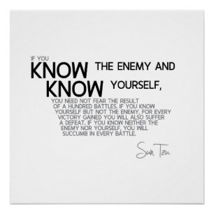 Poster CITATIONS : Sun Tzu - Connaissez votre ennemi