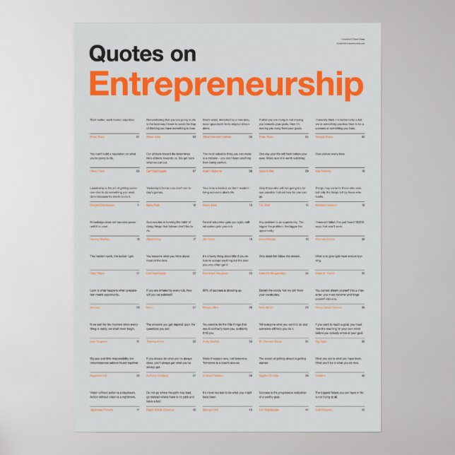 Poster Citations sur l'affiche Entrepreneurship - Gris Ed (Devant)