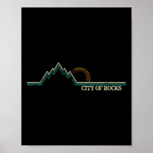 Poster Cité des rochers Idaho Rétro Escalade d'été en mon