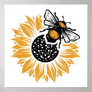 Poster Citer l'abeille et le tournesol