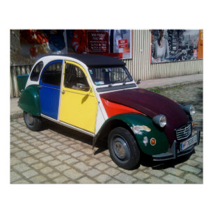 Poster Citroen coloré 2 CV