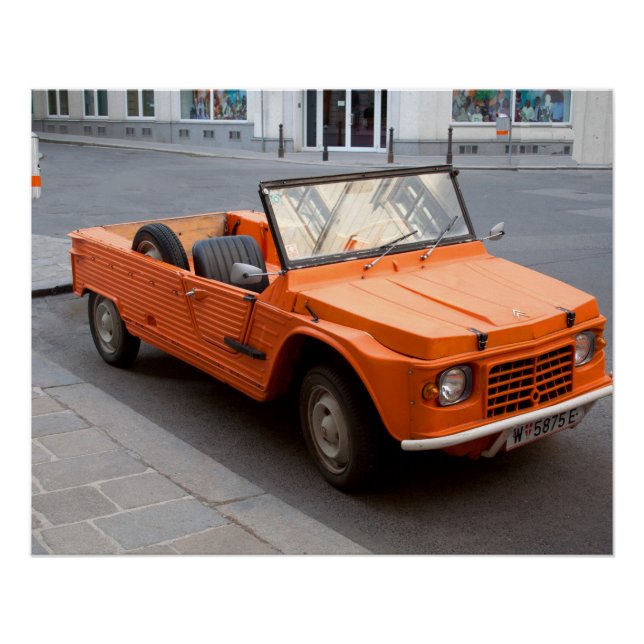 Poster Citroen orange Mehari (Devant)