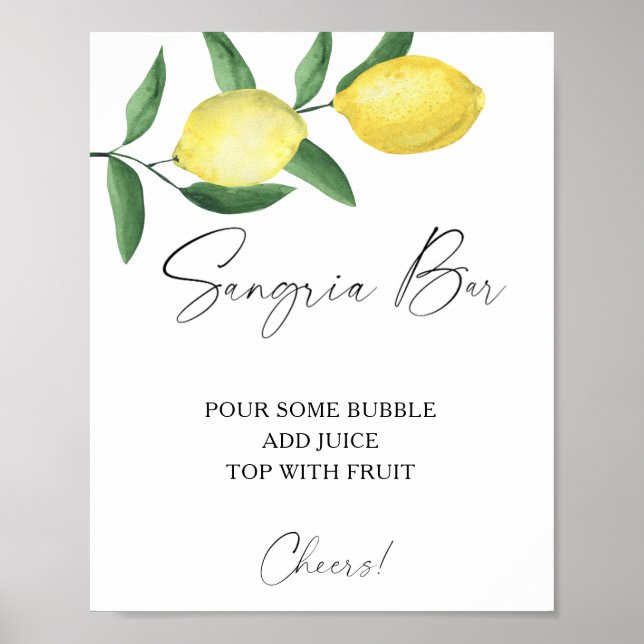 Poster Citron au citron aquarelle - bar à sangria (Devant)