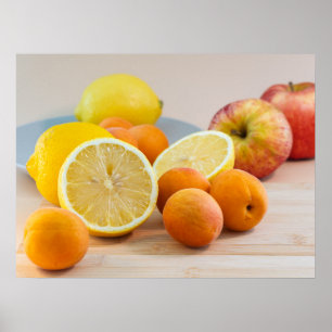 Poster Citron avec abricots et pommes Photographie culina