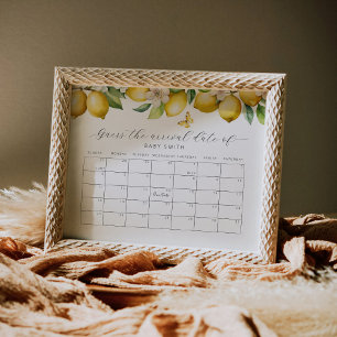Poster Citron Baby shower Devinez Le Calendrier De La Dat