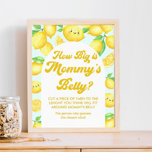 Poster Citron Baby shower Quelle taille est maman ventre 