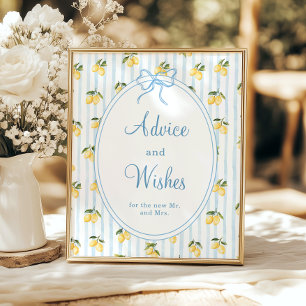 Poster Citron bleu Bow Italien Conseils et souhaits