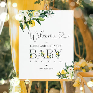 Poster Citron Citrus Baby shower méditerranéen Bienvenue
