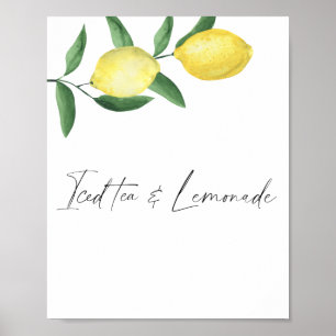 Poster Citron d'agrumes à l'aquarelle - thé glacé et limo