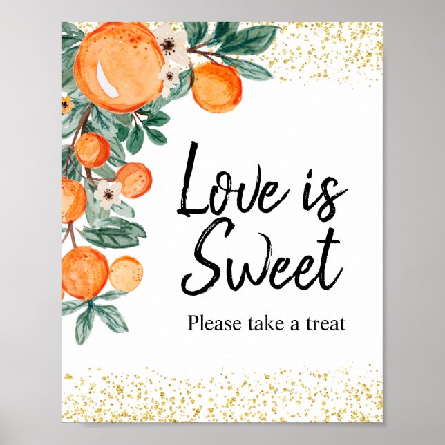 Poster Citron d'été Aquarelle Amour est doux (Devant)