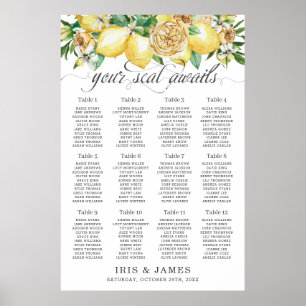 Poster Citron jaune vert Mariage floral