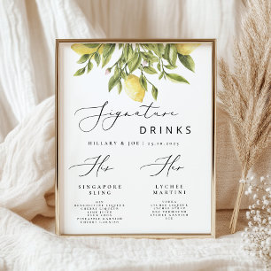 Poster Citron Méditerranéen Mariage signature Boissons