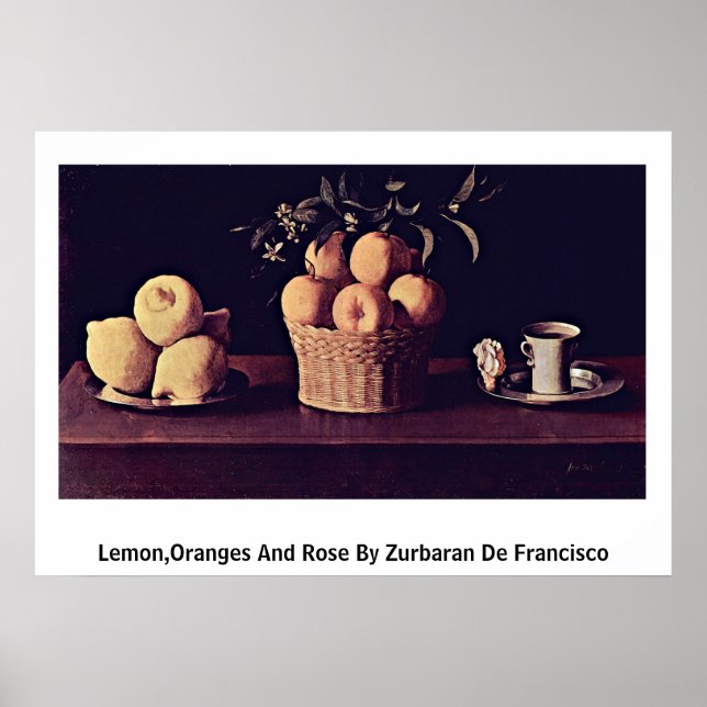 Poster Citron, Oranges Et Rose De Zurbaran De Francisco (Devant)
