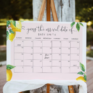 Poster citron rose Guess le calendrier de la date d'échéa