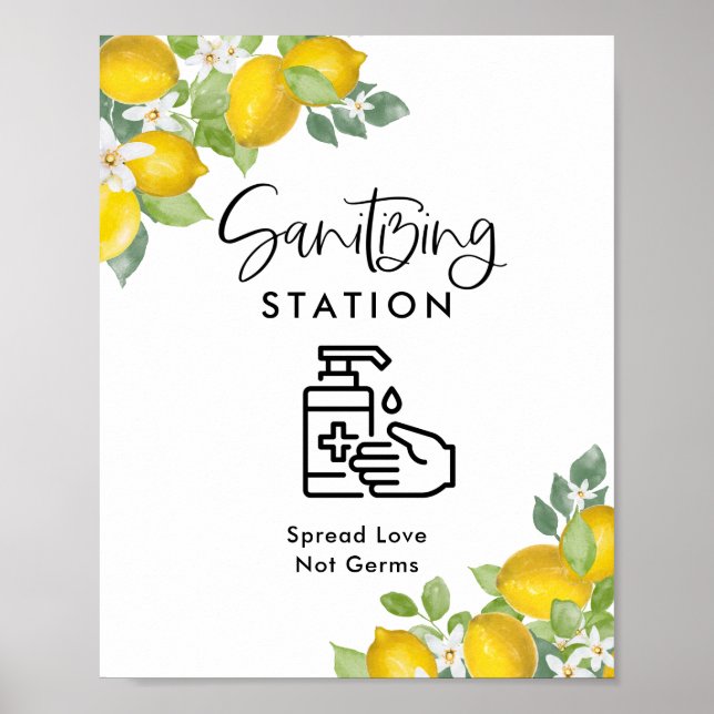 Poster Citron Thème Mariage Sanitiation Station (Devant)