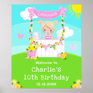 Poster Citronade rose Blonde Coiffeuse Fille Anniversaire