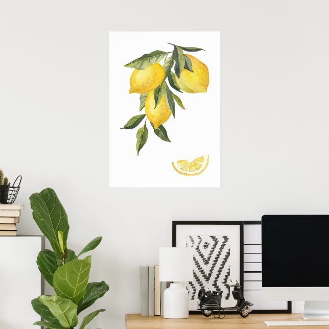 Poster Citrons aquarelles (Bureau à domicile)