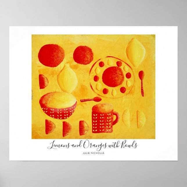 Poster Citrons et oranges avec Bowls Peinture (Devant)