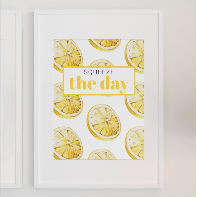 Poster Citrons Jaunes Modernes Motif & Squeeze La Journée (Créateur téléchargé)