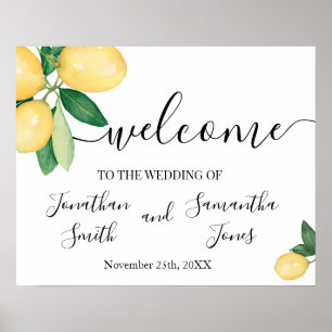 Poster Citrons Mariage Panneau de bienvenue